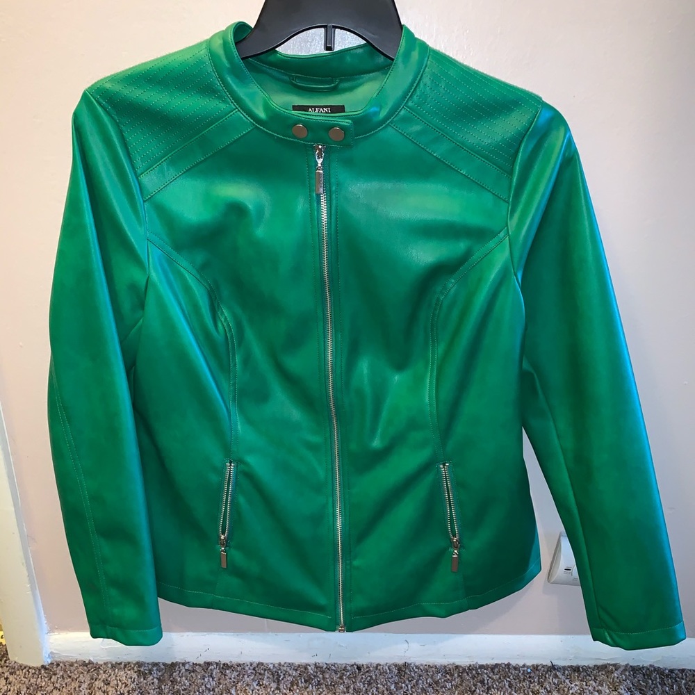 Alfani Green faux leather jacket